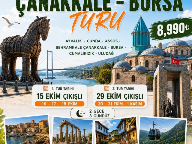 Ayvalık Cunda Assos Çanakkale Bursa Turu afişi