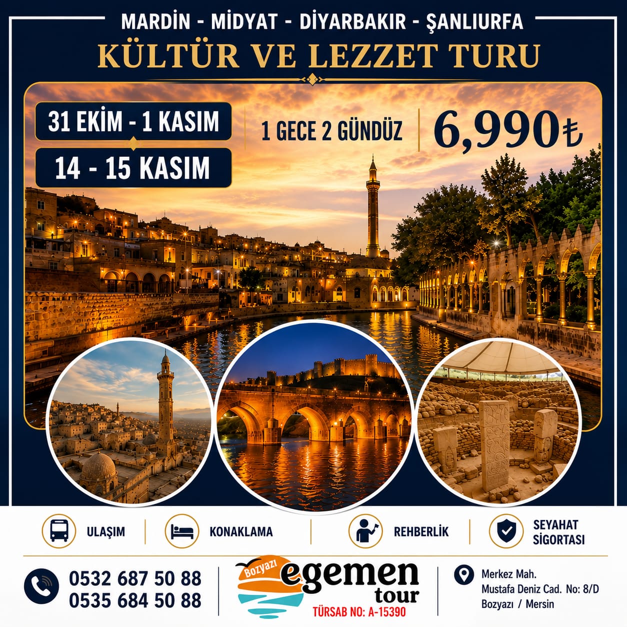 GAP Kültür ve Lezzet Turu — Mardin Midyat Diyarbakır Şanlıurfa afişi