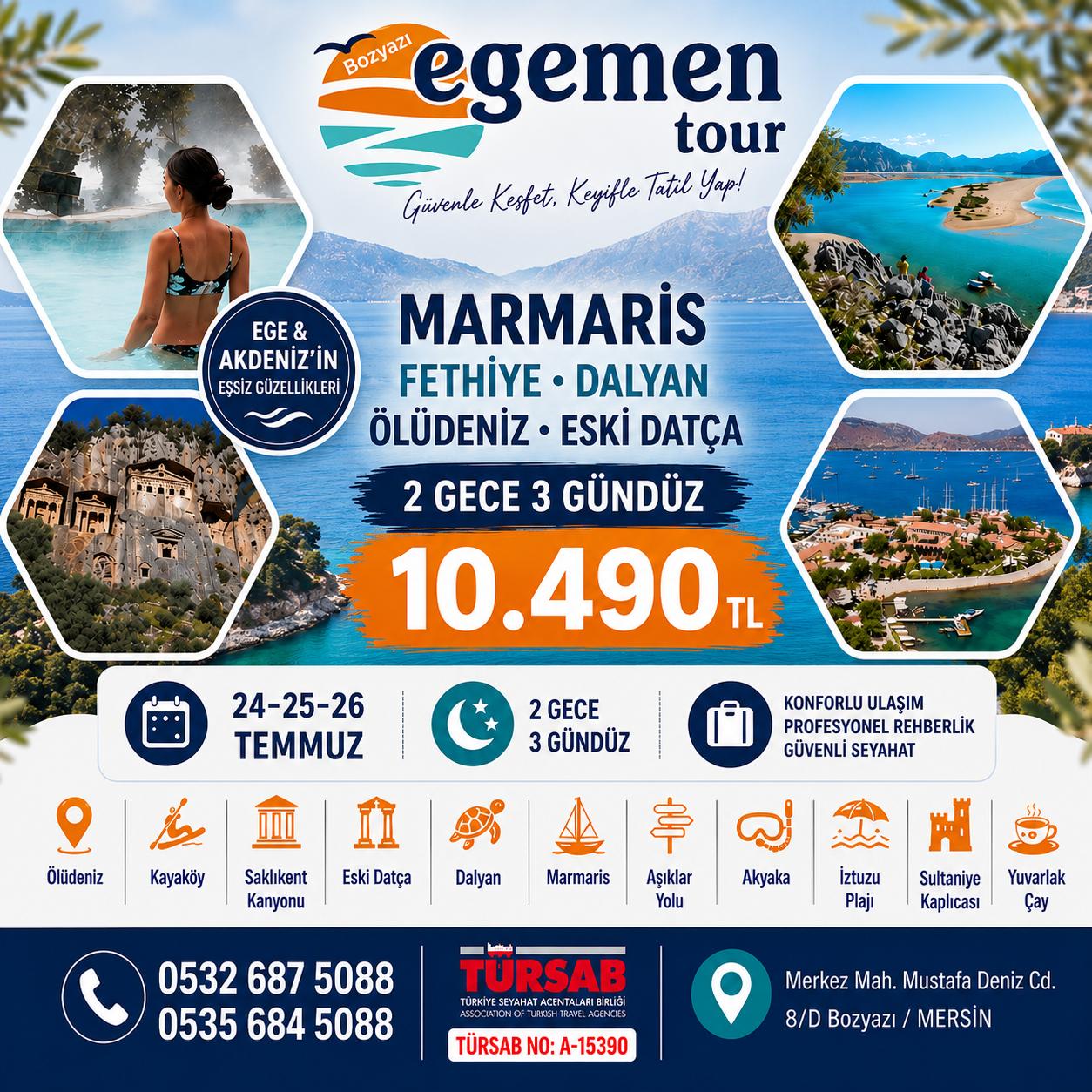 Güney Ege Turu — Marmaris Fethiye Dalyan Ölüdeniz afişi
