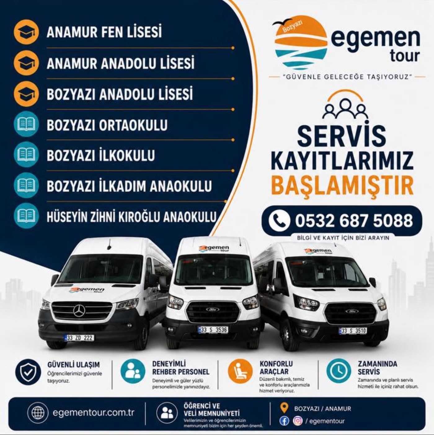 Egemen Tour öğrenci servisi afişi